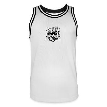 Queen Inspire Kings - Männer Basketball-Trikot - Weiß/Schwarz - Vorne - AI Model Male 185 dark (185cm)