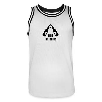 EINS IST KEINS - Lustiges Bier T-Shirt Motiv black - Männer Basketball-Trikot - Weiß/Schwarz - Vorne - AI Model Male 185 dark (185cm)