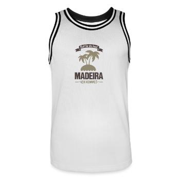 Reif für die Insel Madeira - Männer Basketball-Trikot - Weiß/Schwarz - Vorne - AI Model Male 185 dark (185cm)