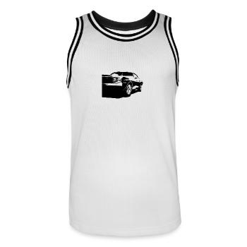 V8 - Männer Basketball-Trikot - Weiß/Schwarz - Vorne - AI Model Male 185 dark (185cm)