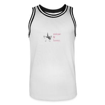 Unique & Horny. - Männer Basketball-Trikot - Weiß/Schwarz - Vorne - AI Model Male 185 dark (185cm)