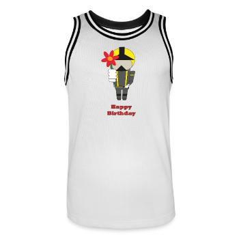 Happy Birthday - with flowers - Fire Brigade - Men's Basketball Jersey - white/black - Front - AI Model Male 185 dark (185cm)