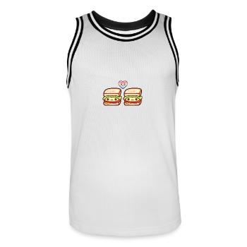 Sandwich Couple Amour Coeur Drôle - Maillot de basket Homme - blanc/noir - Devant - AI Model Male 185 dark (185cm)