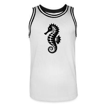 Seepferdchen für Junior Schwimmtraining - Männer Basketball-Trikot - Weiß/Schwarz - Vorne - AI Model Male 185 dark (185cm)