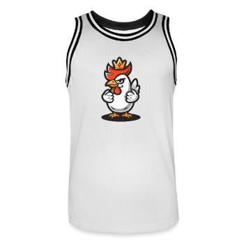 Couronne BD Poulet - Maillot de basket Homme - blanc/noir - Devant - AI Model Male 185 dark (185cm)