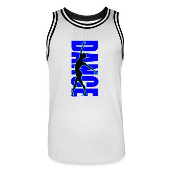 Danse - Cours de danse - Studio de danse - danse - Maillot de basket Homme - blanc/noir - Devant - AI Model Male 185 dark (185cm)