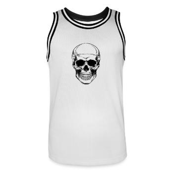 Schädel - Männer Basketball-Trikot - Weiß/Schwarz - Vorne - AI Model Male 185 dark (185cm)