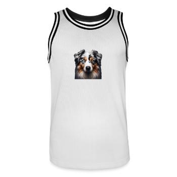 Australian Shepherd - Men's Basketball Jersey - white/black - Front - AI Model Male 185 dark (185cm)