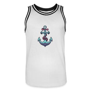 Port d’ancrage - Maillot de basket Homme - blanc/noir - Devant - AI Model Male 185 dark (185cm)
