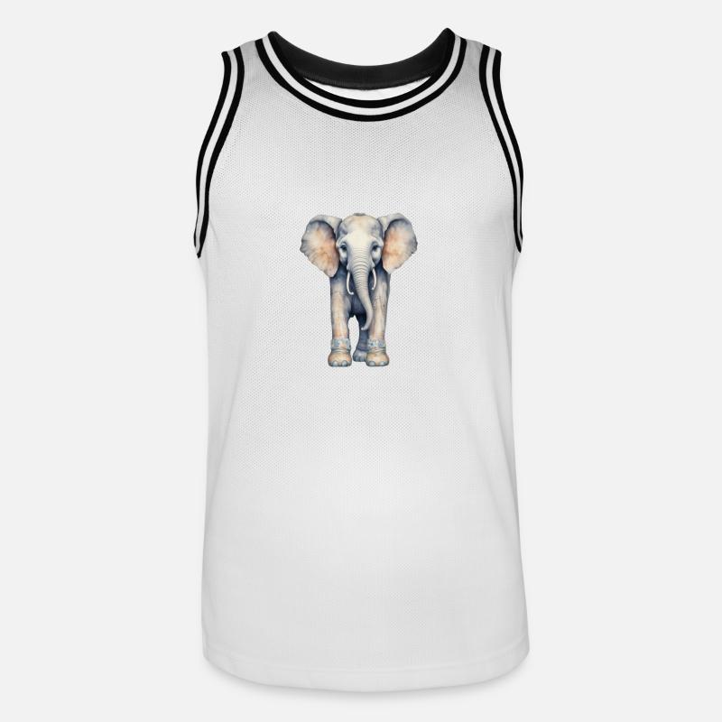 Éléphant avec des bottes colorées - Maillot de basket Homme - blanc/noir