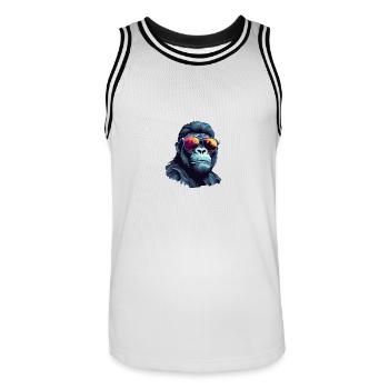 Cool Gorilla with Sunglasses Urban Jungle - Men's Basketball Jersey - white/black - Front - AI Model Male 185 dark (185cm)