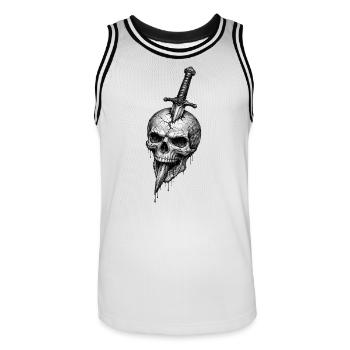 Totenkopf mit Dolch Gothic Horror-Grafik - Männer Basketball-Trikot - Weiß/Schwarz - Vorne - AI Model Male 185 dark (185cm)