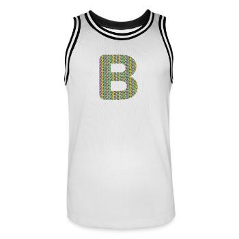 Colorful Heart B Design – Unique & Stylish! - Men's Basketball Jersey - white/black - Front - AI Model Male 185 dark (185cm)