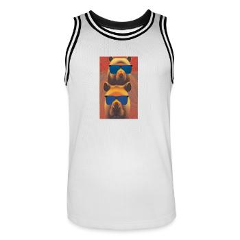 Coole Alpakas Porträt von Alpakas mit Sonnenbrille - Männer Basketball-Trikot - Weiß/Schwarz - Vorne - AI Model Male 185 dark (185cm)