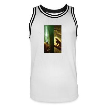 Coole Comiczeichnung eines Faultiers im Dschungel - Männer Basketball-Trikot - Weiß/Schwarz - Vorne - AI Model Male 185 dark (185cm)
