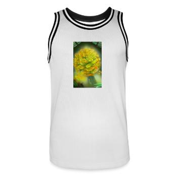 Blooming fantasy alien flower on a strange planet - Men's Basketball Jersey - white/black - Front - AI Model Male 185 dark (185cm)