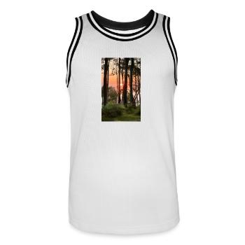 Comic Zeichnung Sonnenuntergang Gespensterwald Nienhagen - Männer Basketball-Trikot - Weiß/Schwarz - Vorne - AI Model Male 185 dark (185cm)