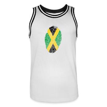 JAMAÏQUE EMPREINTE. RASTAFARI REGGAE RASTA - Maillot de basket Homme - blanc/noir - Devant - AI Model Male 185 dark (185cm)