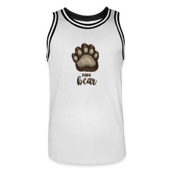 Papa Bear for Parent-Baby-Partnerlook - Men's Basketball Jersey - white/black - Front - AI Model Male 185 dark (185cm)