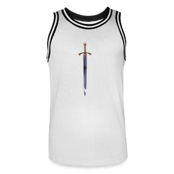 Épée sur le T-shirt de retour comme les chevaliers - Maillot de basket Homme - blanc/noir - Devant - AI Model Male 185 dark (185cm)