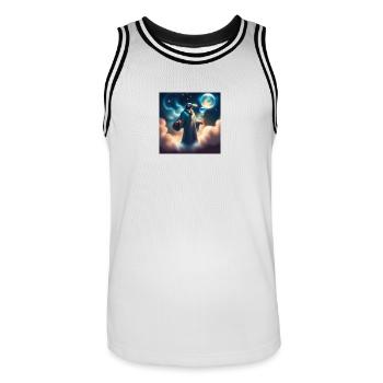 Jottudatoya ⚡️⚡️⚡️ - Männer Basketball-Trikot - Weiß/Schwarz - Vorne - AI Model Male 185 dark (185cm)