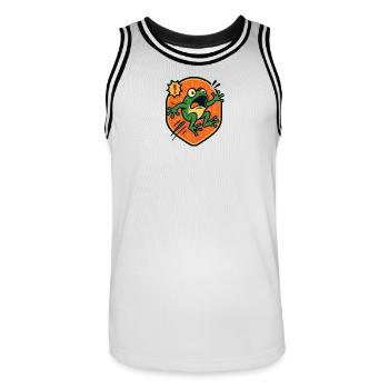 Panic Frog badge - Men's Basketball Jersey - white/black - Front - AI Model Male 185 dark (185cm)