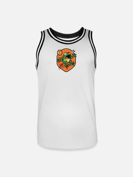Panic Frog badge - Men's Basketball Jersey - white/black