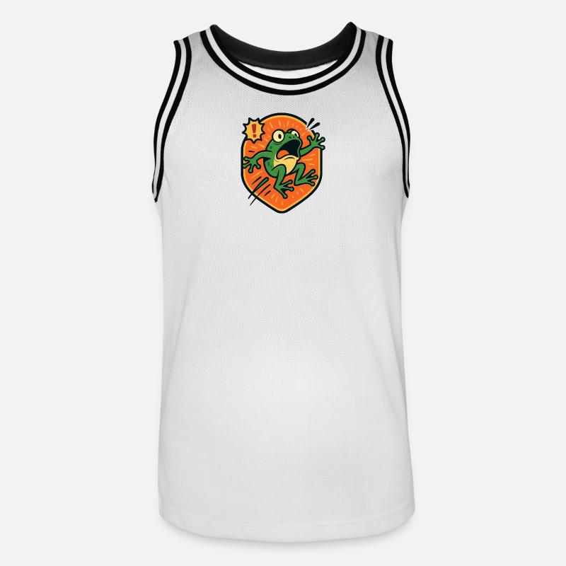 Badge Panic Frog - Maillot de basket Homme - blanc/noir
