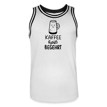 Kaffee Heiß Begehrt Koffeinjunkie Kaffee Morgenmuf - Männer Basketball-Trikot - Weiß/Schwarz - Vorne - AI Model Male 185 dark (185cm)