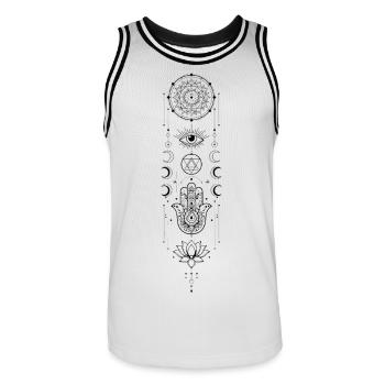 Spirituality Sacred Geometry Lotus Flower Zen - Men's Basketball Jersey - white/black - Front - AI Model Male 185 dark (185cm)
