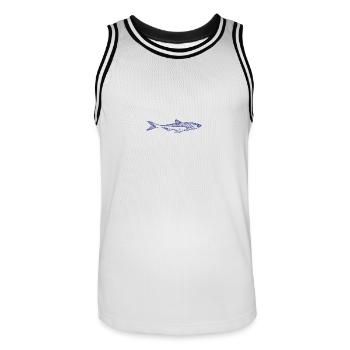 Poisson - Maillot de basket Homme - blanc/noir - Devant - AI Model Male 185 dark (185cm)