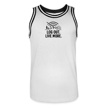 Log Out, Live More Outdoors - Männer Basketball-Trikot - Weiß/Schwarz - Vorne - AI Model Male 185 dark (185cm)