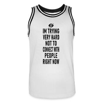 Social Sarcasm graphic - Men's Basketball Jersey - white/black - Front - AI Model Male 185 dark (185cm)