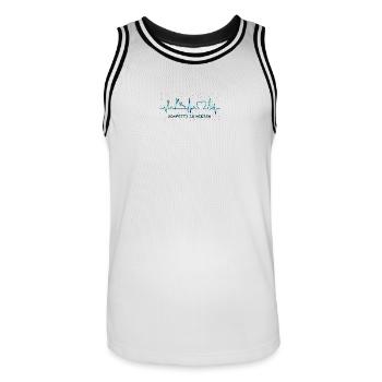 Confetti in the Heart - Blue - Men's Basketball Jersey - white/black - Front - AI Model Male 185 dark (185cm)
