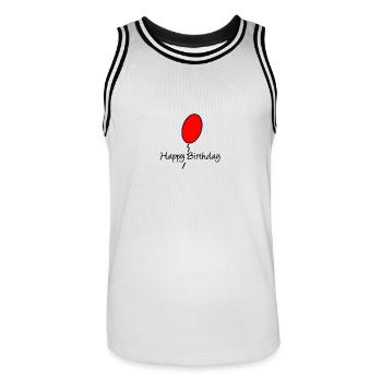 ALLES GUTE ZUM GEBURTSTAG. ALLES GUTE ZUM GEBURTSTAG. JAHRESTAG. - Männer Basketball-Trikot - Weiß/Schwarz - Vorne - AI Model Male 185 dark (185cm)