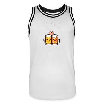 Bier Paar Liebe Herz Lustig - Männer Basketball-Trikot - Weiß/Schwarz - Vorne - AI Model Male 185 dark (185cm)