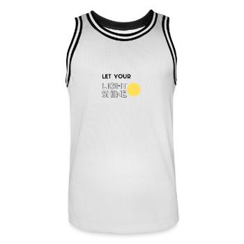 Épanouissement personnel - Maillot de basket Homme - blanc/noir - Devant - AI Model Male 185 dark (185cm)