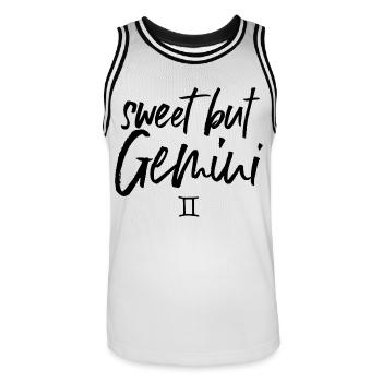 Sweet But GEMINI Gemini Zodiac - Men's Basketball Jersey - white/black - Front - AI Model Male 185 dark (185cm)
