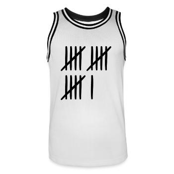 Tally 16 ans ou 16 mois semaines - Maillot de basket Homme - blanc/noir - Devant - AI Model Male 185 dark (185cm)