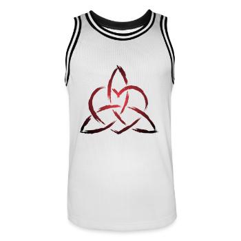 Symbole de noeud coeur celtique Triquetra - Maillot de basket Homme - blanc/noir - Devant - AI Model Male 185 dark (185cm)