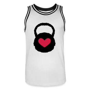 Weight heart workout fitness - Men's Basketball Jersey - white/black - Front - AI Model Male 185 dark (185cm)