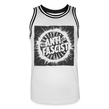 antifascisteCercle antifasciste - Maillot de basket Homme - blanc/noir - Devant - AI Model Male 185 dark (185cm)