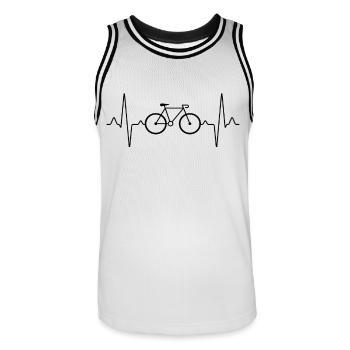 Bicycle Mountain Bike Heartbeat - Men's Basketball Jersey - white/black - Front - AI Model Male 185 dark (185cm)