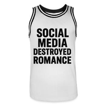 Soziale Medien zerstören Romantik - Männer Basketball-Trikot - Weiß/Schwarz - Vorne - AI Model Male 185 dark (185cm)