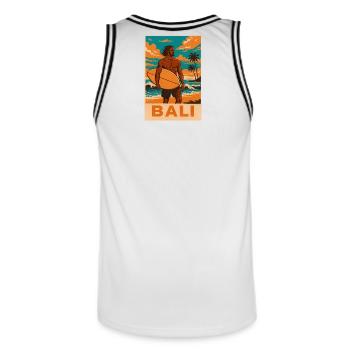 Surfers on Bali Beach Sunset - Men's Basketball Jersey - white/black - Back - AI Model Male 185 dark (185cm)