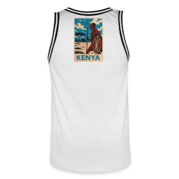 Kenya Maasai Warrior Nature Illustration - Männer Basketball-Trikot - Weiß/Schwarz - Hinten - AI Model Male 185 dark (185cm)