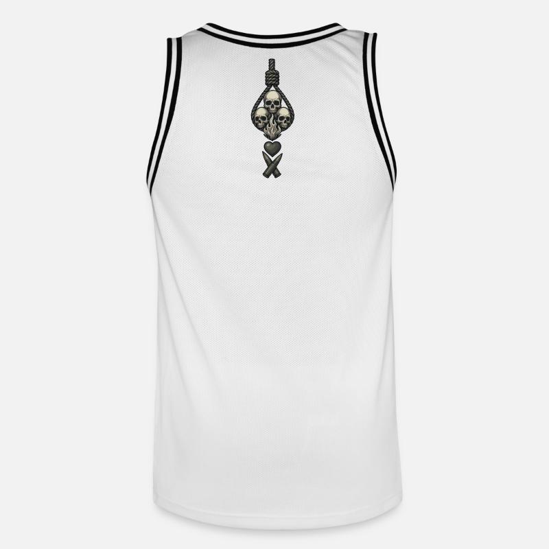 Avi Collection – Skulls & Flame - Männer Basketball-Trikot - Weiß/Schwarz