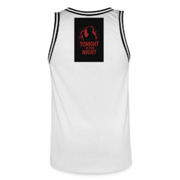 Dexter "Tonight is the Night" - Men's Basketball Jersey - white/black - Back - AI Model Male 185 dark (185cm)