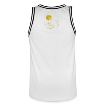 Funkelnder Weihnachtsmann im Rentierschlitten - Männer Basketball-Trikot - Weiß/Schwarz - Hinten - AI Model Male 185 dark (185cm)