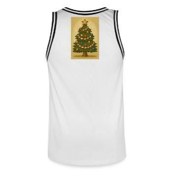 Weihnachtsbaum mit Zuckerschnur und Glocken - Männer Basketball-Trikot - Weiß/Schwarz - Hinten - AI Model Male 185 dark (185cm)